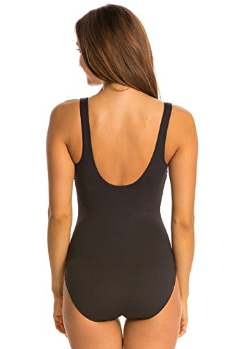 TYR Women's Standard Durafast Elite Scoop Neck Controlfit Swimsuit, Black, 10