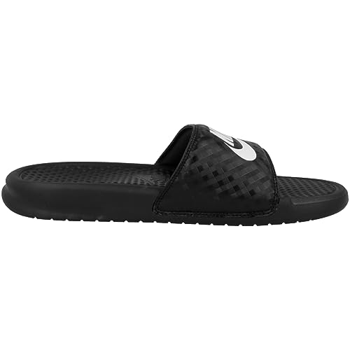 Nike Women's Benassi Just Do It Sandal, Black/White, 7 Regular US