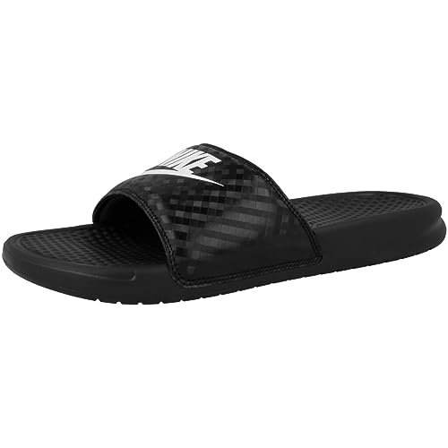 Nike Women's Benassi Just Do It Sandal, Black/White, 7 Regular US