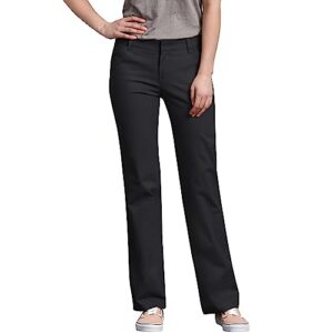 dickies womens relaxed straight stretch twill pants, black, 2 us