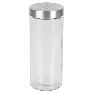 home basics tall glass canister with lid (clear) | glass food storage canister for dry pasta, flour, trail mix, and candy | kitchen glass containers