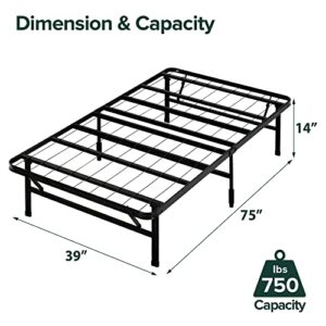 ZINUS SmartBase Tool-Free Assembly Mattress Foundation / 14 Inch Metal Platform Bed Frame / No Box Spring Needed / Sturdy Steel Frame / Underbed Storage, Black, Twin, Regular