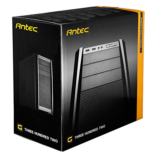 Antec Gaming Series Three Hundred Two Mid-Tower PC/Gaming Computer Case with 9 Tool-Less Drive Bays, 2 SSD, 120/140mm Fans x 2 Pre-Installed, 4 Fan Mounts for ATX, M-ATX and Mini-ITX,Black