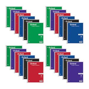 oxford spiral notebooks, 1-subject, college ruled paper, 70 sheets, 24 per pack, colors may vary (65021)