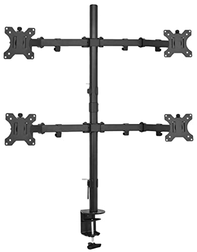 VIVO Quad 13 to 30 inch LCD Monitor Desk Mount, Fully Adjustable Stand with Tilt and Swivel, Holds 4 Screens with Max VESA 100x100, STAND-V004