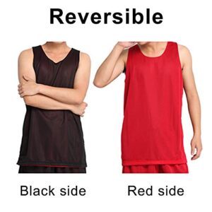 TOPTIE Reversible Basketball Jerseys Men's Tank Top Mesh Tank Lacrosse Jersey for Adult Youth-Black/White-XL
