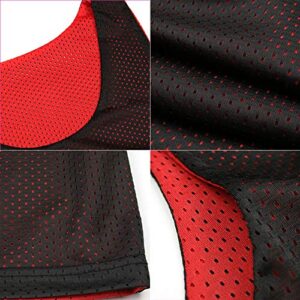 TOPTIE Reversible Basketball Jerseys Men's Tank Top Mesh Tank Lacrosse Jersey for Adult Youth-Black/White-XL