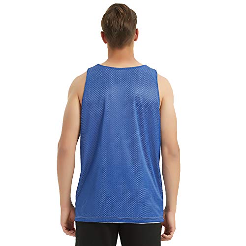 TOPTIE Reversible Basketball Jerseys Men's Tank Top Mesh Tank Lacrosse Jersey for Adult Youth-Black/White-XL