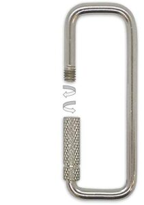 lucky line 2” rectangular key ring with turn twist sleeve closure (70201), silver