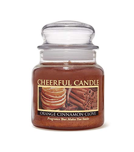 A Cheerful Giver - Orange Cinnamon Clove Scented Glass Jar Candle (16 oz) with Lid & True to Life Fragrance Made in USA