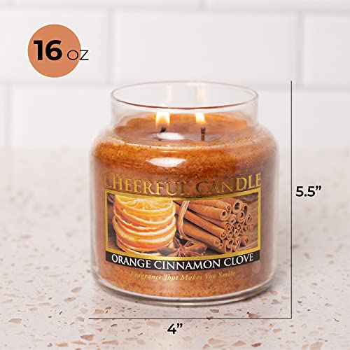A Cheerful Giver - Orange Cinnamon Clove Scented Glass Jar Candle (16 oz) with Lid & True to Life Fragrance Made in USA