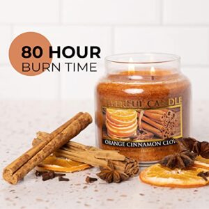 A Cheerful Giver - Orange Cinnamon Clove Scented Glass Jar Candle (16 oz) with Lid & True to Life Fragrance Made in USA