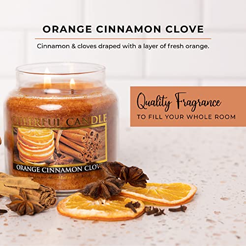 A Cheerful Giver - Orange Cinnamon Clove Scented Glass Jar Candle (16 oz) with Lid & True to Life Fragrance Made in USA