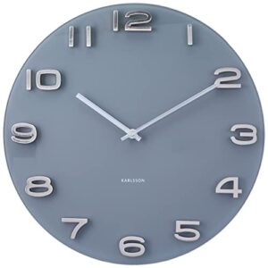 karlsson vintage round glass wall clock, grey