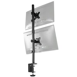 vivo dual lcd monitor desk mount stand heavy duty stacked, holds vertical 2 screens up to 32" (stand-v002t)