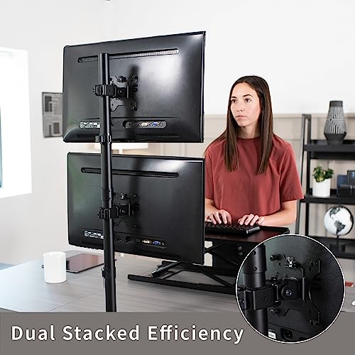 VIVO Dual LCD Monitor Desk Mount Stand Heavy Duty Stacked, Holds Vertical 2 Screens up to 32" (STAND-V002T)