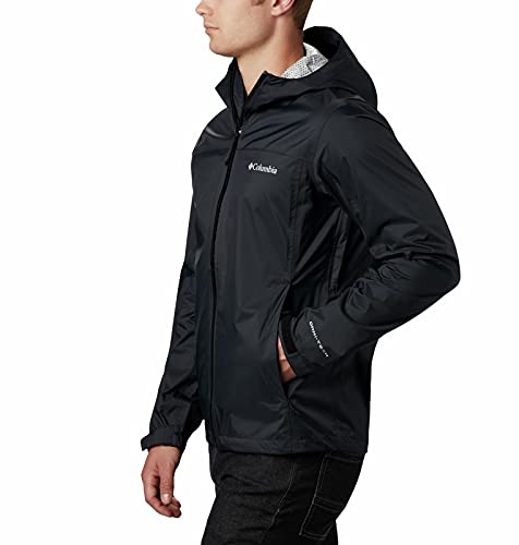 Columbia Men's Evapouration Rain Jacket, Waterproof and Breathable-, Black, Medium