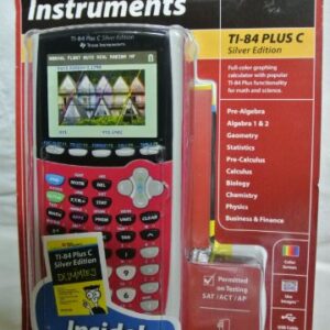 Texas Instruments TI-84 Plus C Silver Edition Graphing Calculator, Full Color Display, Includes Dummies Manual, Dark Pink