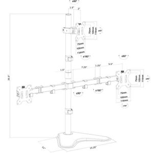 VIVO Triple LCD LED Computer Monitor Desk Stand, Free Standing Heavy Duty Fully Adjustable Mount for 3 Screens up to 30 inches STAND-V003E