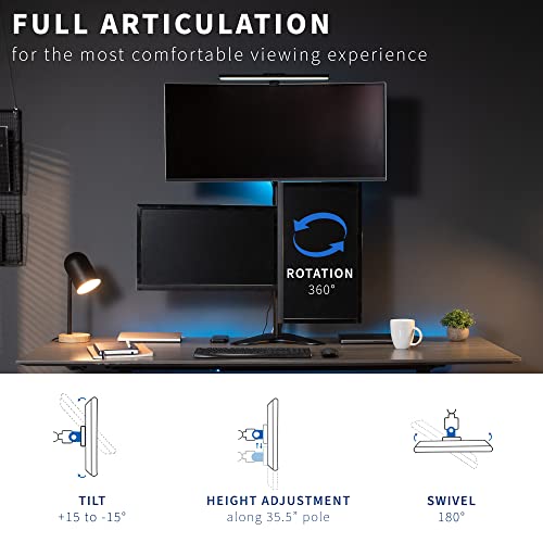 VIVO Triple LCD LED Computer Monitor Desk Stand, Free Standing Heavy Duty Fully Adjustable Mount for 3 Screens up to 30 inches STAND-V003E