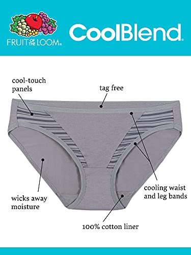 Fruit Of The Loom Women's Underwear Moisture Wicking Coolblend Panties, Hi-Cut - Fashion Assorted, X-Large (8)