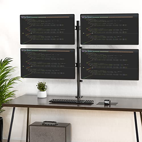 WALI Quad Monitor Desk Mount, 4 Monitor Stand Fits Heavy Duty Computer Screen up to 27 inch, Full Adjustable Monitor Arm Holds up to 22 lbs per Arm (M004), Black