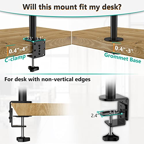 WALI Quad Monitor Desk Mount, 4 Monitor Stand Fits Heavy Duty Computer Screen up to 27 inch, Full Adjustable Monitor Arm Holds up to 22 lbs per Arm (M004), Black