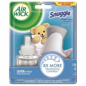 air wick scented oil air freshener starter kit, snuggle fresh linen, 1 count (pack of 4)