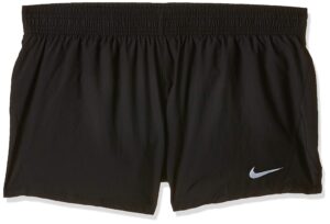 nike women's 10k running shorts, black/black/black/wolf grey, small