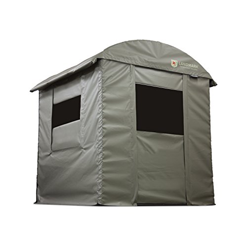 Landmark 600 Series LM601, Permanent Hunting Blind, 7' Height with 6’x 6’ Interior, Heavy Duty Steel Frame, Marine Grade Synthetic Tarpaulin, 2-Way Adjustable Windows, 4-Sided Shooting, Dark Green