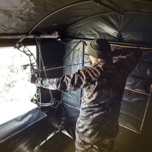 Landmark 600 Series LM601, Permanent Hunting Blind, 7' Height with 6’x 6’ Interior, Heavy Duty Steel Frame, Marine Grade Synthetic Tarpaulin, 2-Way Adjustable Windows, 4-Sided Shooting, Dark Green