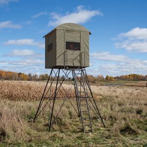 Landmark 600 Series LM601, Permanent Hunting Blind, 7' Height with 6’x 6’ Interior, Heavy Duty Steel Frame, Marine Grade Synthetic Tarpaulin, 2-Way Adjustable Windows, 4-Sided Shooting, Dark Green