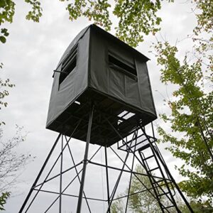 Landmark 600 Series LM601, Permanent Hunting Blind, 7' Height with 6’x 6’ Interior, Heavy Duty Steel Frame, Marine Grade Synthetic Tarpaulin, 2-Way Adjustable Windows, 4-Sided Shooting, Dark Green