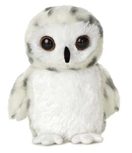 aurora® adorable mini flopsie™ snowy owl stuffed animal - playful ease - timeless companions - white 8 inches
