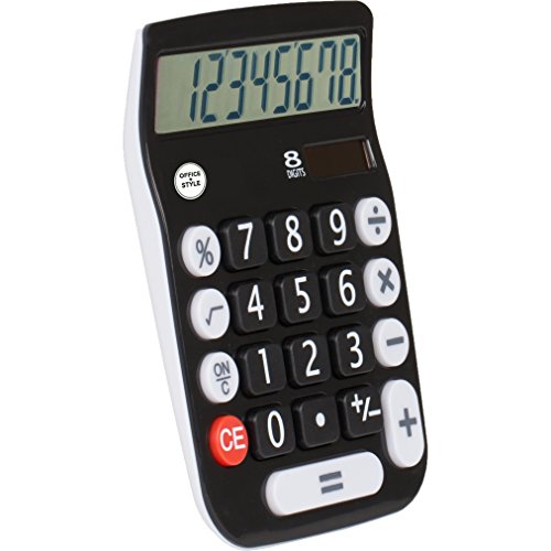 8 Digit Dual Powered Desktop Calculator, LCD Display, Black- by Office + Style