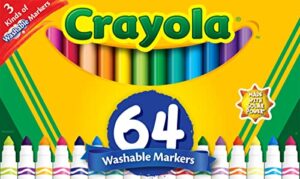 crayola washable marker set, school supplies, gel, window, broad line markers, 64ct