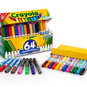 Crayola Washable Marker Set, School Supplies, Gel, Window, Broad Line Markers, 64ct