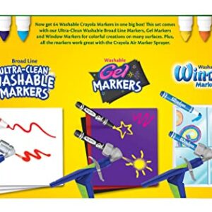 Crayola Washable Marker Set, School Supplies, Gel, Window, Broad Line Markers, 64ct