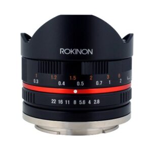 rokinon 8mm f2.8 umc fisheye ii (black) fixed lens for sony e-mount (nex) cameras (rk8mbk28-e)