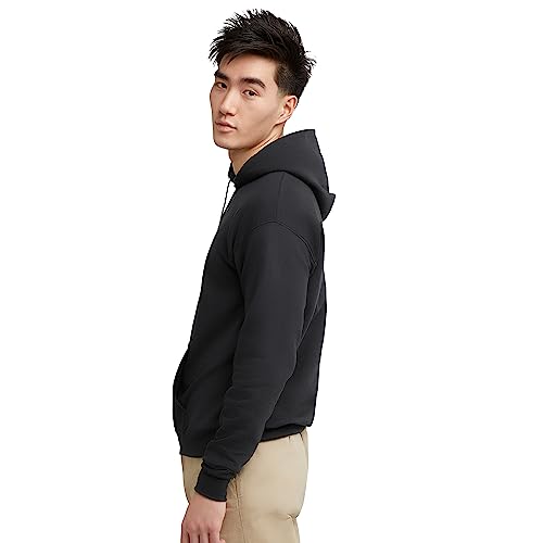 Hanes Men's Pullover EcoSmart Hooded Sweatshirt, Black, Medium