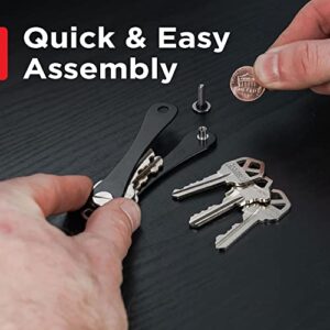 KeySmart Compact Minimalist Pocket-Sized Key Holder and Key Organizer w Expansion Screws, EDC Key Carrier (14 Keys, Black)