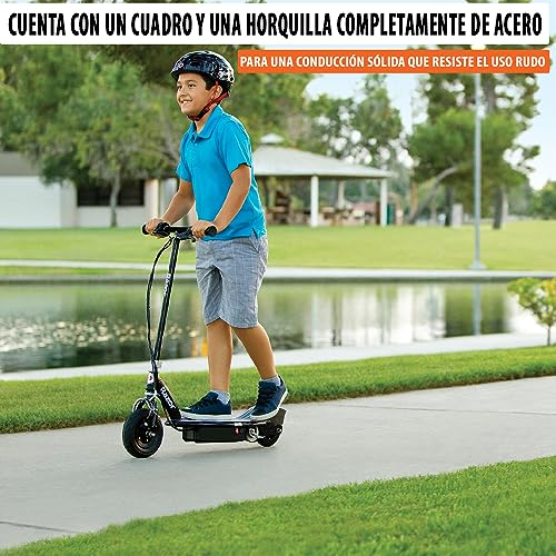 Razor E100 Glow Electric Scooter for Kids Age 8+, LED Light-Up Deck, 8" Air-filled Front Tire, Up to 40 Minutes Continuous Ride Time