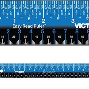 Victor Easy Read Stainless Steel Ruler, Standard/Metric, 12".5 Long, Blue