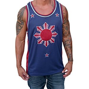 Soldier Tanks Blue Red Filipino Basketball Jersey Tank Top Philippines Pinoy Pride (Medium)