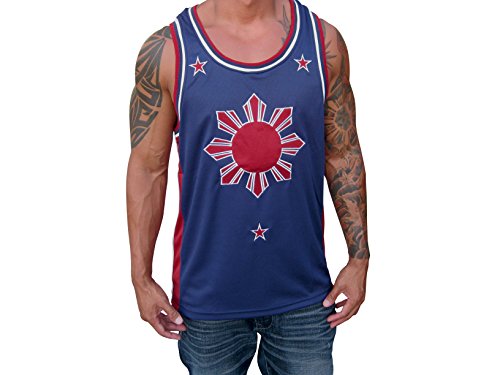 Soldier Tanks Blue Red Filipino Basketball Jersey Tank Top Philippines Pinoy Pride (Medium)