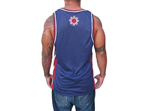 Soldier Tanks Blue Red Filipino Basketball Jersey Tank Top Philippines Pinoy Pride (Medium)