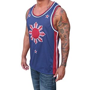 Soljer Blue Red Filipino Basketball Jersey Tank Top Philippines Pinoy Pride (Large)