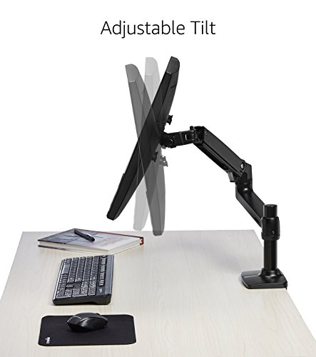 Amazon Basics Single Monitor Stand, Lift Engine Arm Mount, Black