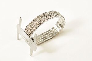 1pc rhinestone wrist band stretch corsage flower holder (silver)