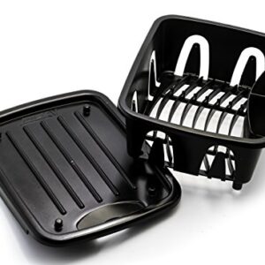 Camco Mini Dish Drainer and Tray | Fits RV Sinks and Small Counter Spaces | Durable Heavy-Duty Construction | (43512) , Black